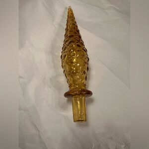 VTG Empoli Amber Genie Bottle Glass Stopper Hobnail Bubble Italy 7" MCM 60s 70s